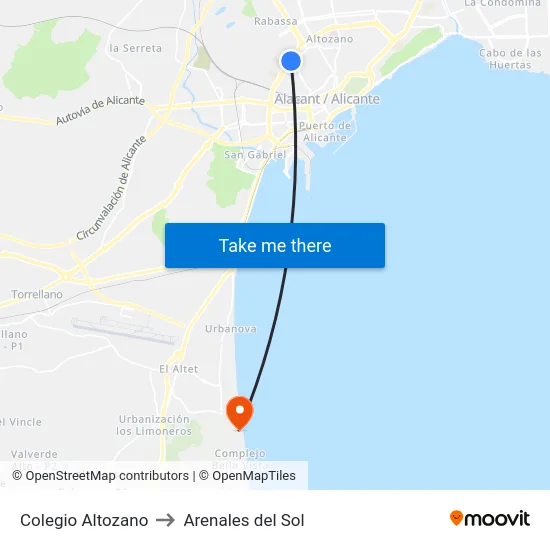 Colegio Altozano to Arenales del Sol map