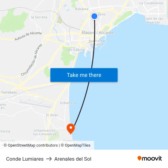 Conde Lumiares to Arenales del Sol map
