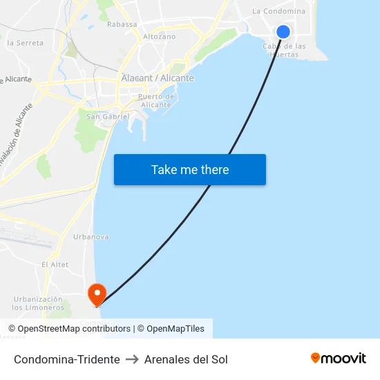 Condomina-Tridente to Arenales del Sol map