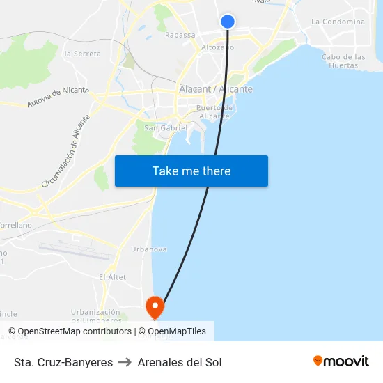 Sta. Cruz-Banyeres to Arenales del Sol map