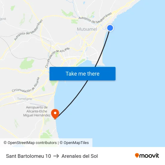 Sant Bartolomeu 10 to Arenales del Sol map