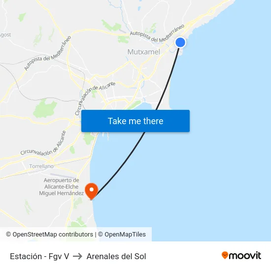 Estación - Fgv V to Arenales del Sol map