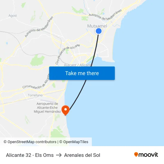 Alicante 32 - Els Oms to Arenales del Sol map