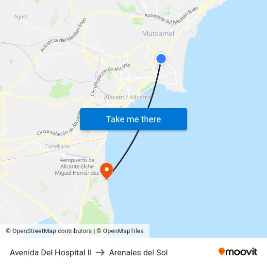 Avenida Del Hospital II to Arenales del Sol map