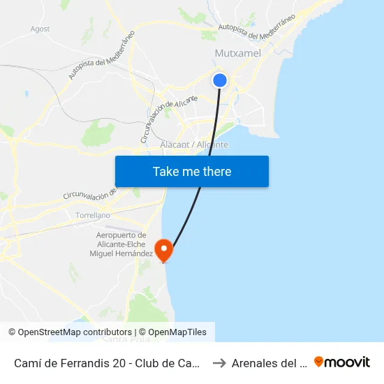 Camí de Ferrandis 20  - Club de Campo V to Arenales del Sol map