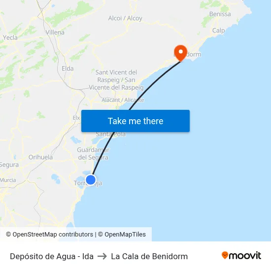 Depósito de Agua - Ida to La Cala de Benidorm map