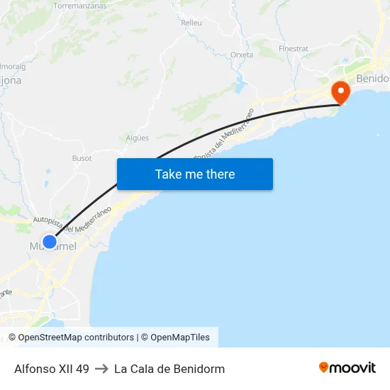 Alfonso XII 49 to La Cala de Benidorm map
