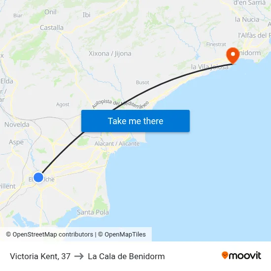 Victoria Kent, 37 to La Cala de Benidorm map