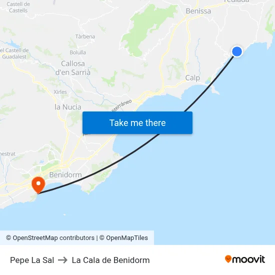 Pepe La Sal to La Cala de Benidorm map