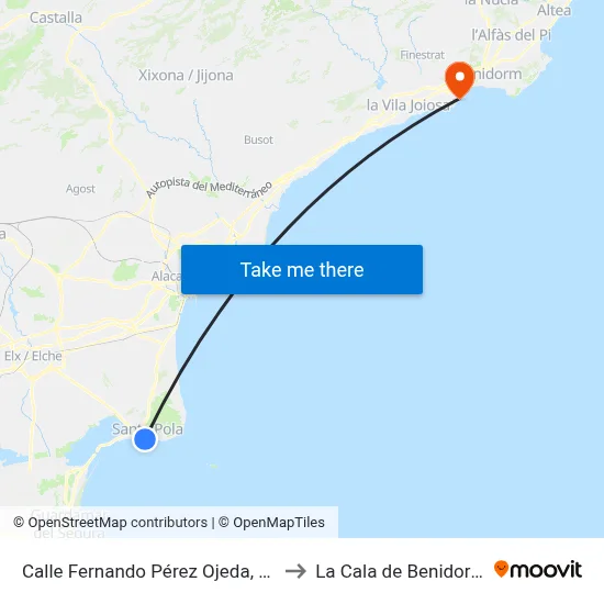 Calle Fernando Pérez Ojeda, 13 to La Cala de Benidorm map