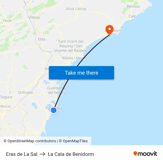 Eras de La Sal to La Cala de Benidorm map