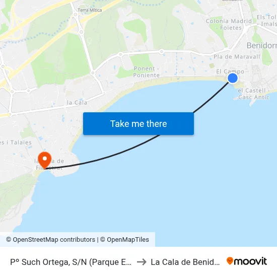 Pº Such Ortega, S/N (Parque Elche) to La Cala de Benidorm map