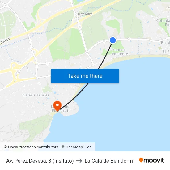 Av. Pérez Devesa, 8 (Insituto) to La Cala de Benidorm map