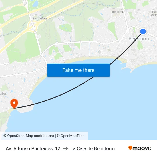 Av. Alfonso Puchades, 12 to La Cala de Benidorm map