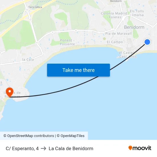 C/ Esperanto, 4 to La Cala de Benidorm map