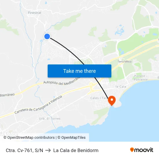 Ctra. Cv-761, S/N to La Cala de Benidorm map