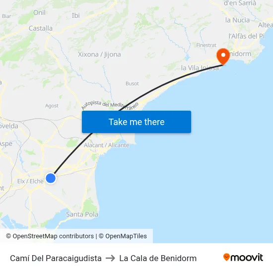Camí Del Paracaigudista to La Cala de Benidorm map
