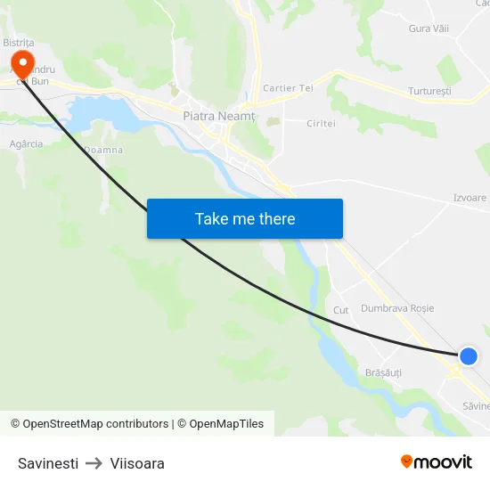 Savinesti to Viisoara map