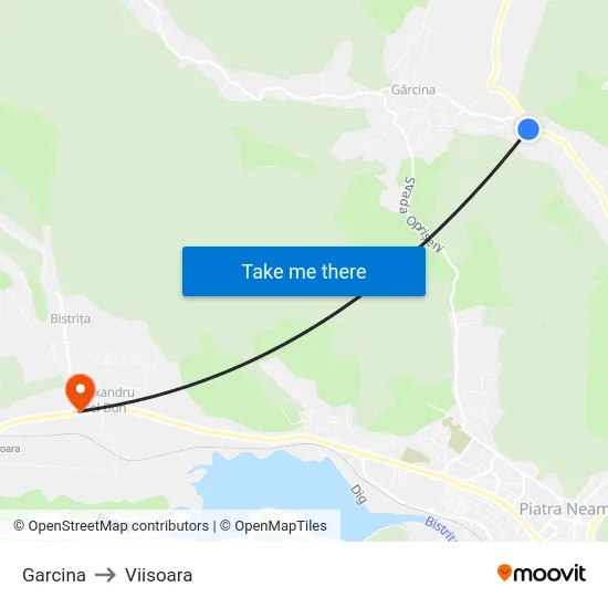 Garcina to Viisoara map