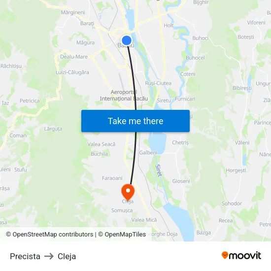 Precista to Cleja map
