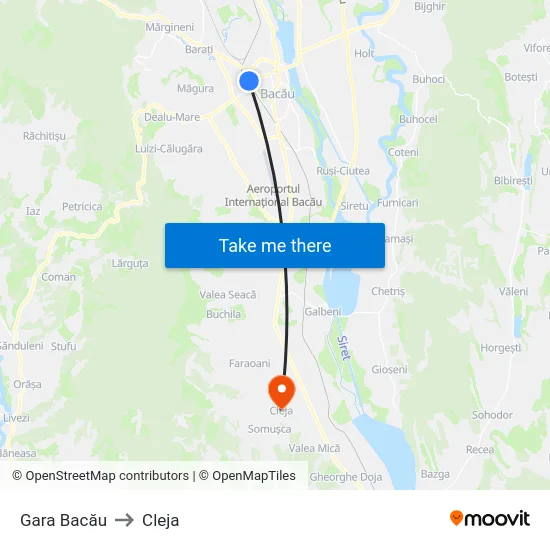 Gara Bacău to Cleja map