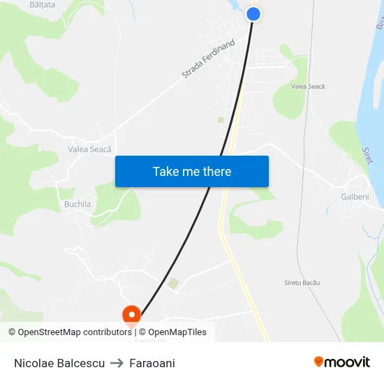 Nicolae Balcescu to Faraoani map