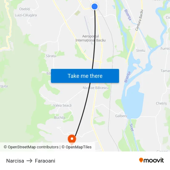 Narcisa to Faraoani map