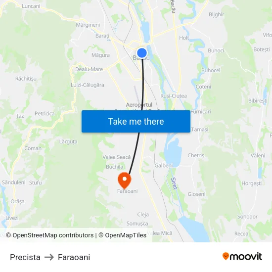 Precista to Faraoani map