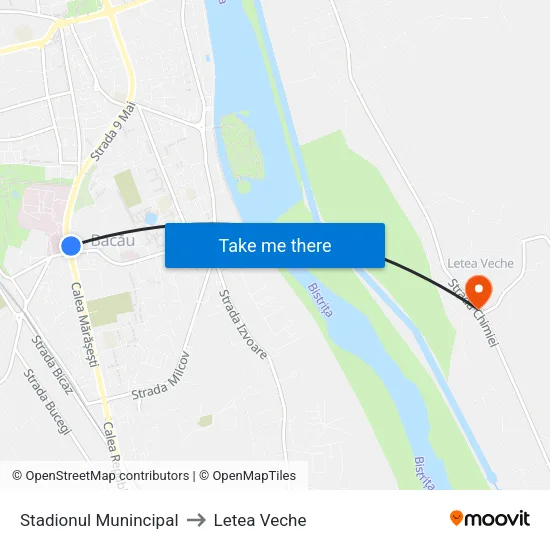 Stadionul Munincipal to Letea Veche map