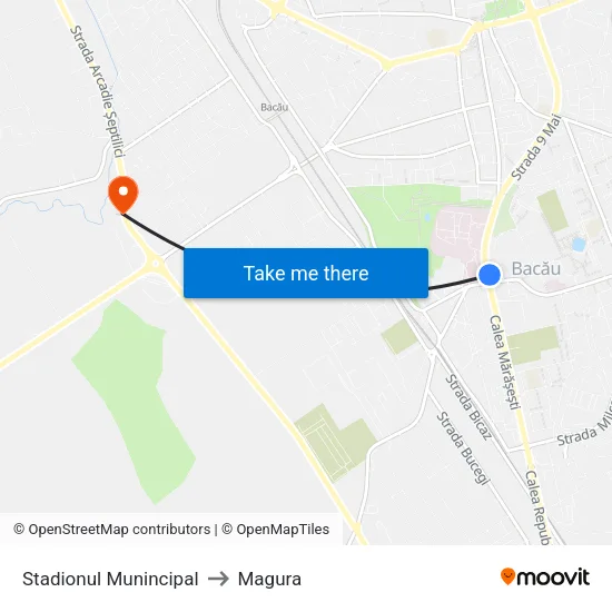 Stadionul Munincipal to Magura map