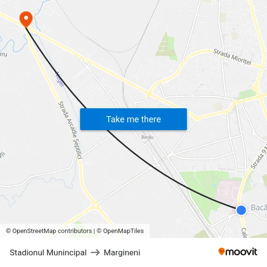 Stadionul Munincipal to Margineni map