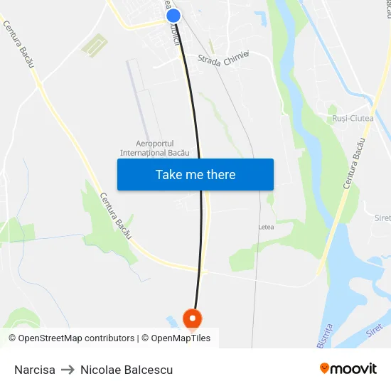 Narcisa to Nicolae Balcescu map