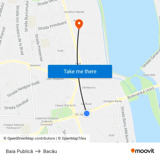 Baia Publică to Bacău map