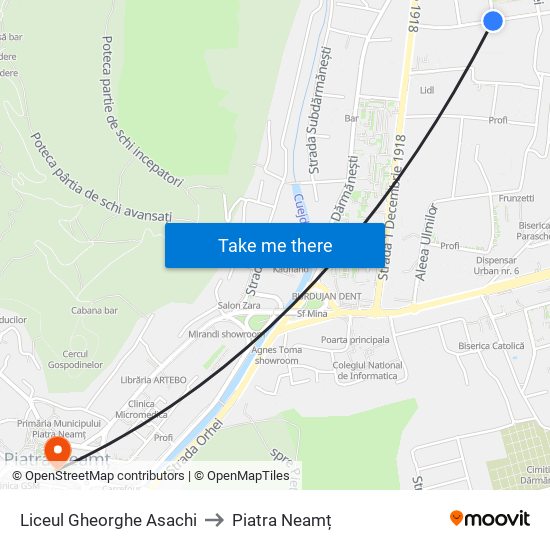 Liceul Gheorghe Asachi to Piatra Neamț map