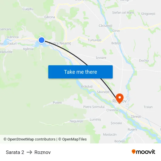 Sarata 2 to Roznov map