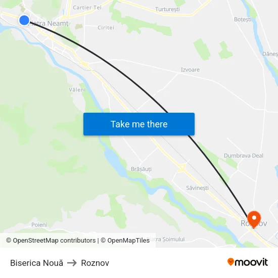 Biserica Nouă to Roznov map