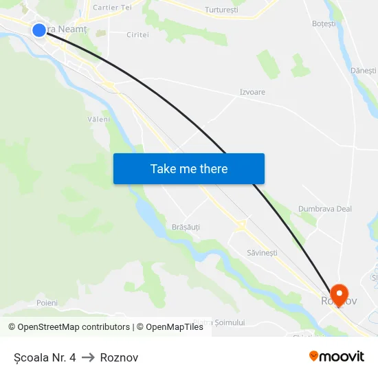 Școala Nr. 4 to Roznov map