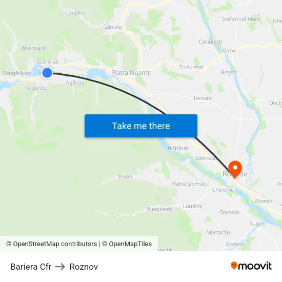 Bariera Cfr to Roznov map