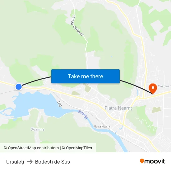 Ursuleți to Bodesti de Sus map
