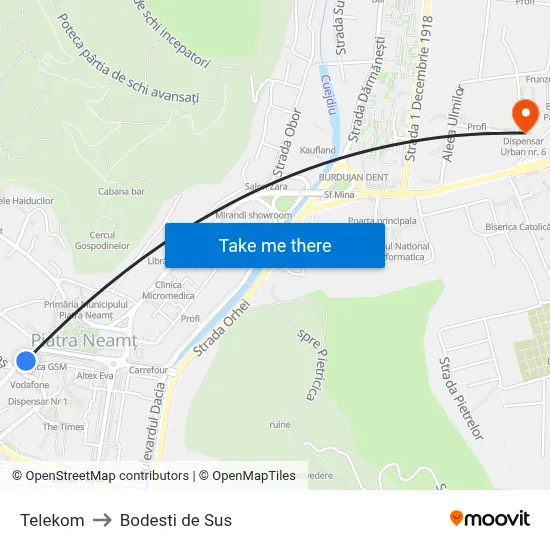 Telekom to Bodesti de Sus map