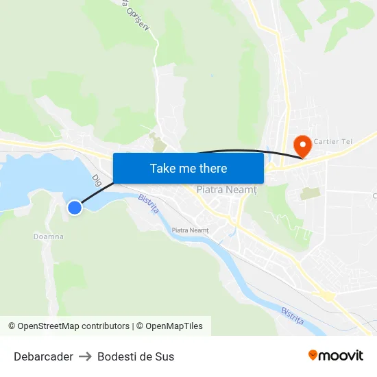 Debarcader to Bodesti de Sus map