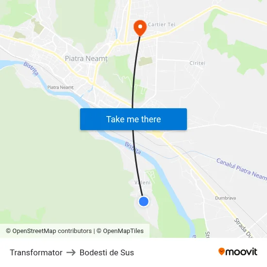 Transformator to Bodesti de Sus map