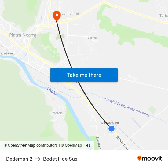 Dedeman 2 to Bodesti de Sus map
