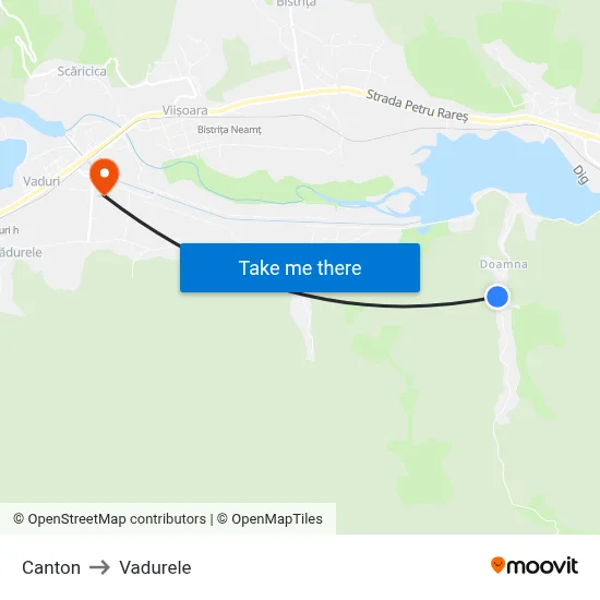 Canton to Vadurele map