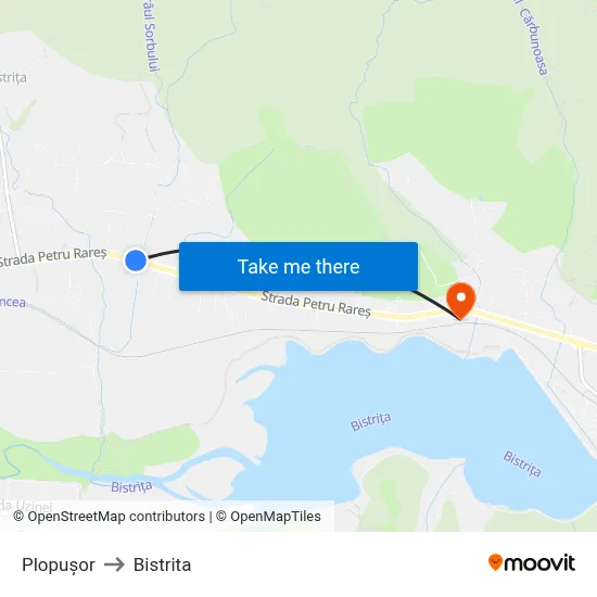 Plopușor to Bistrita map