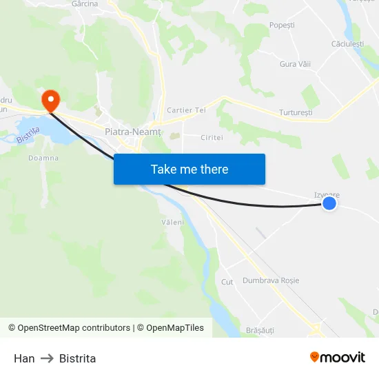Han to Bistrita map