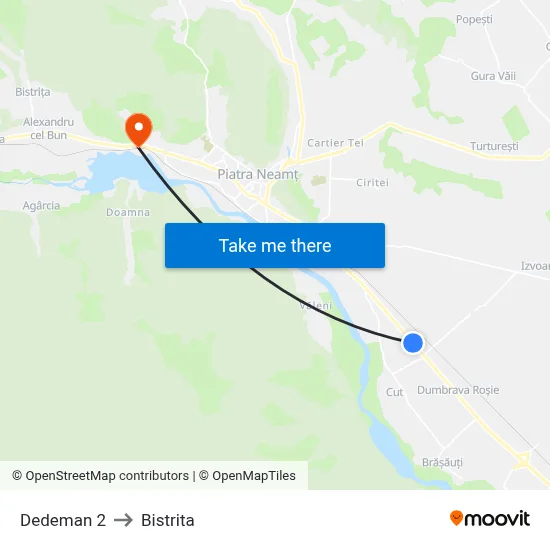 Dedeman 2 to Bistrita map