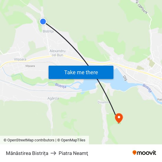 Mănăstirea Bistrița to Piatra Neamţ map