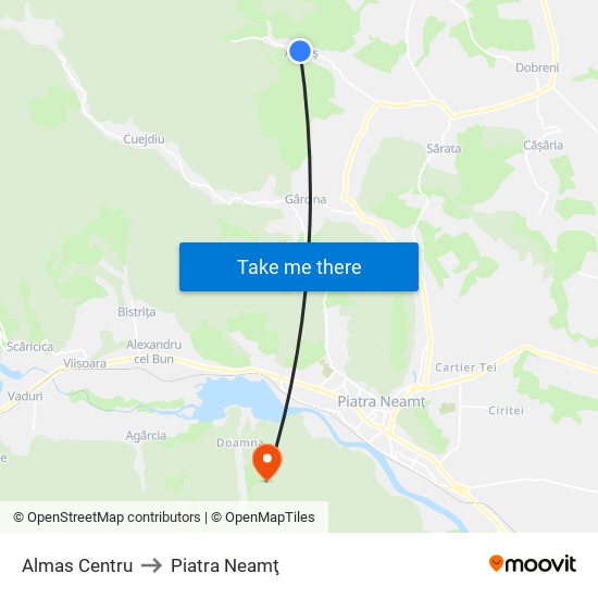 Almas Centru to Piatra Neamţ map