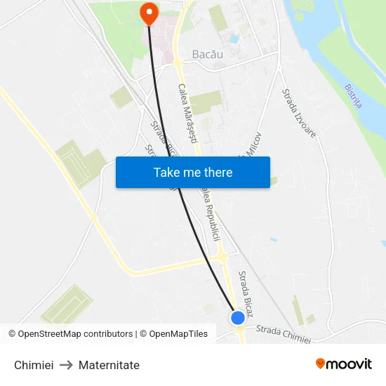 Chimiei to Maternitate map